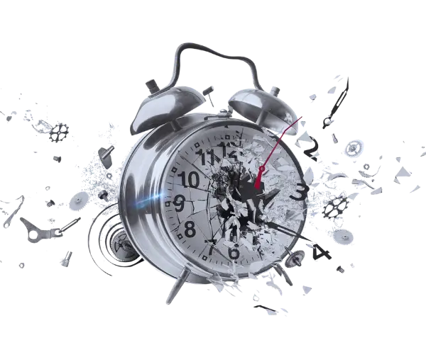 se aprecia un reloj al cual se le rompe su mecanizmo interno queriendo dar a enternder la importancia del tiempo al digitalizar los expedientes judiciales